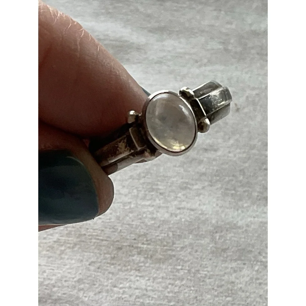 Vintage 925 Sterling Silver Moonstone Ring Size 8 Estate Jewelry